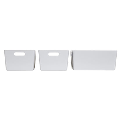 3 x Grey Deep Rectangle Storage Baskets