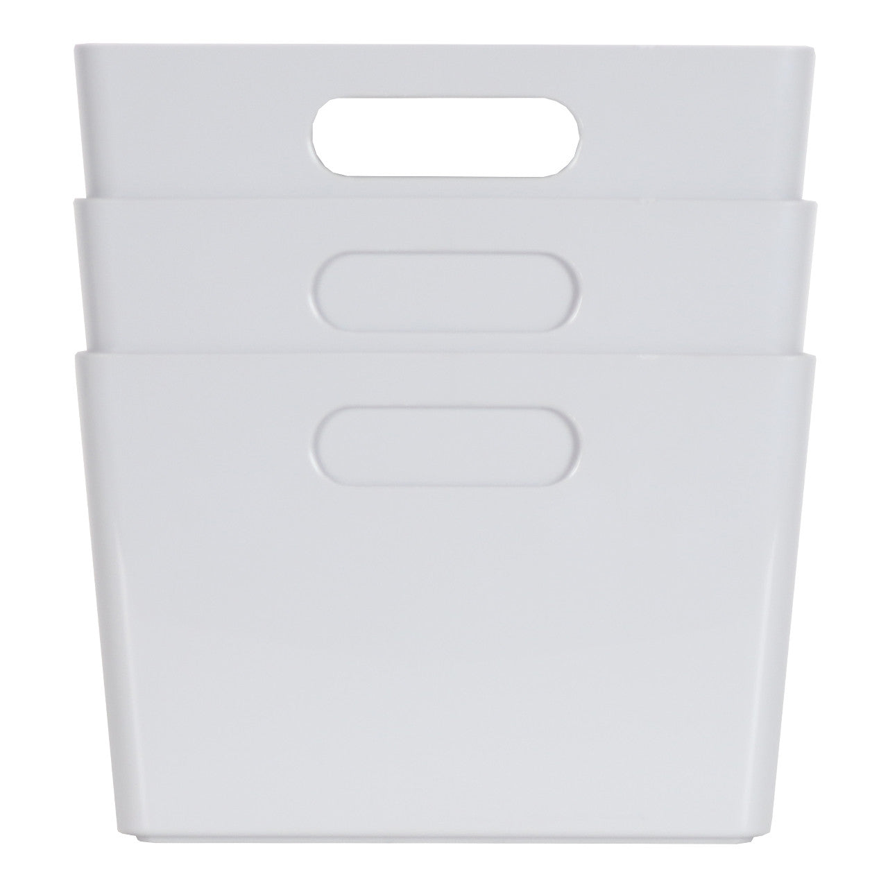 3 x Grey Deep Rectangle Storage Baskets