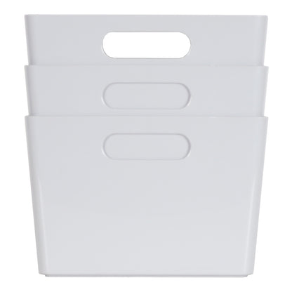 3 x Grey Deep Rectangle Storage Baskets