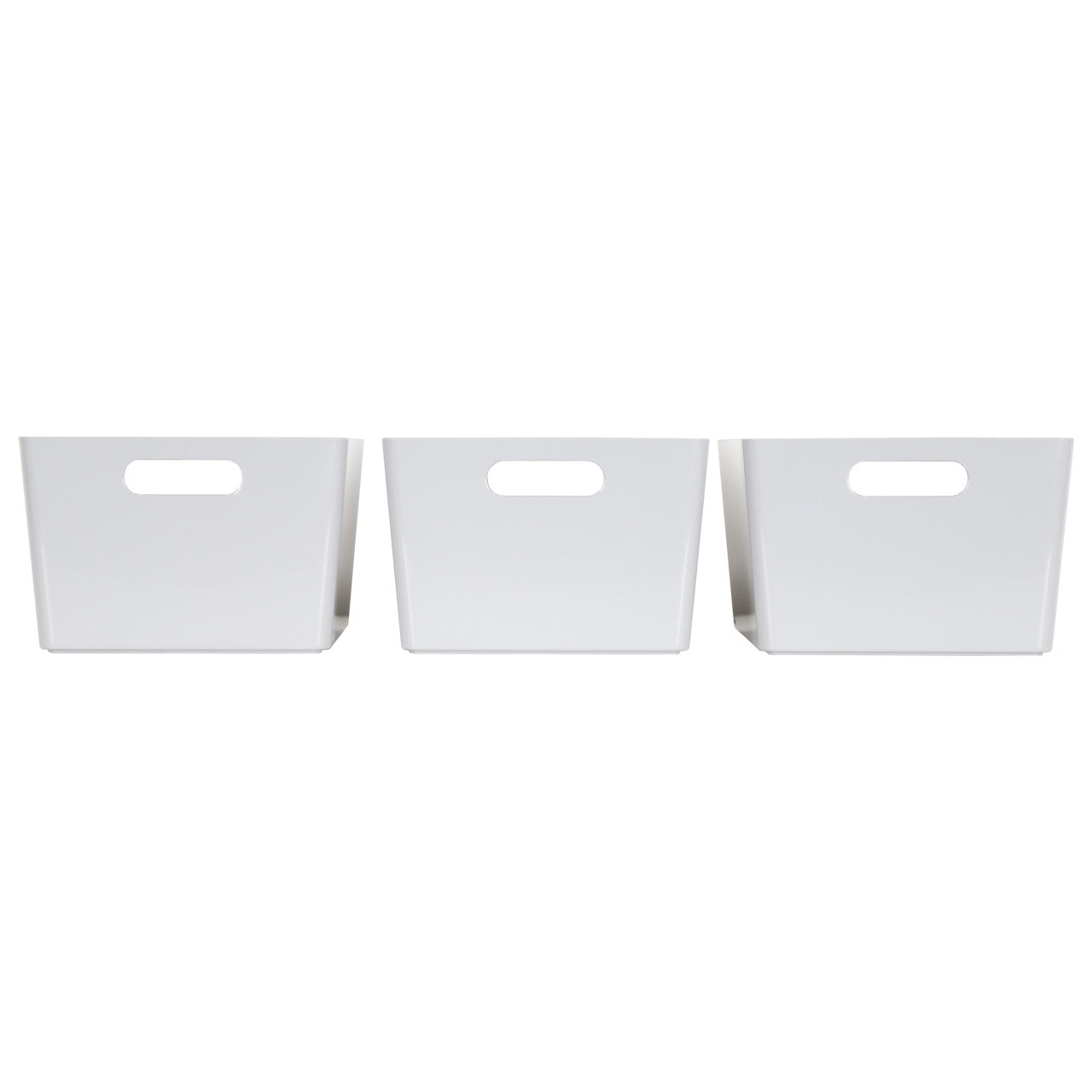 3 x Grey Deep Rectangle Storage Baskets