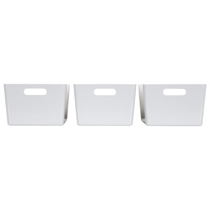 3 x Grey Deep Rectangle Storage Baskets