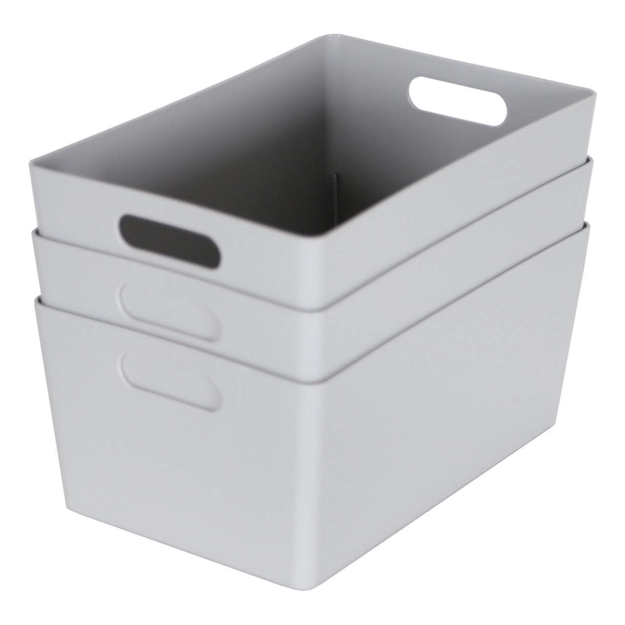3 x Grey Deep Rectangle Storage Baskets