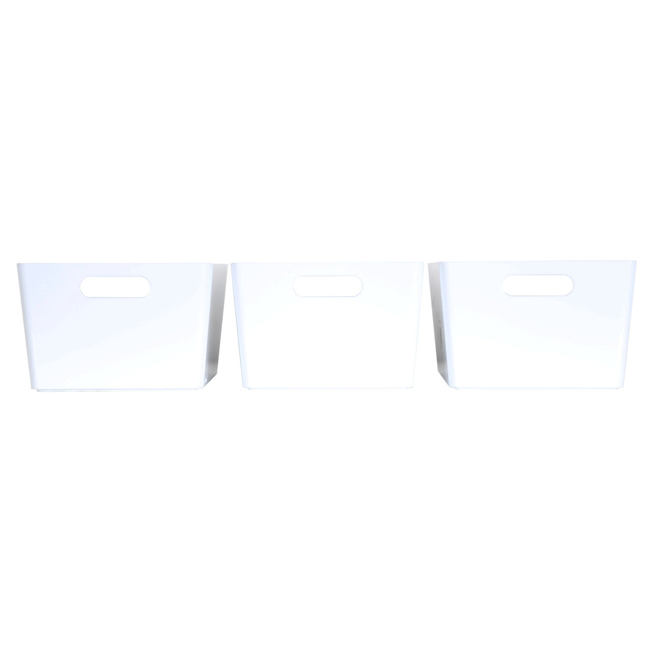 3 x White Deep Rectangle Storage Baskets