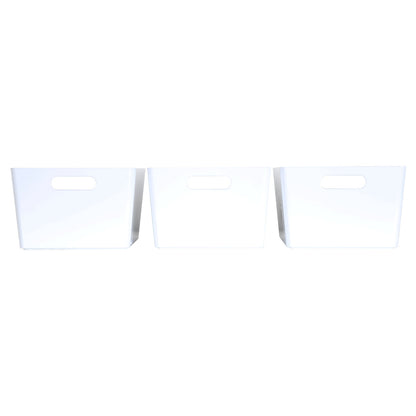 3 x White Deep Rectangle Storage Baskets