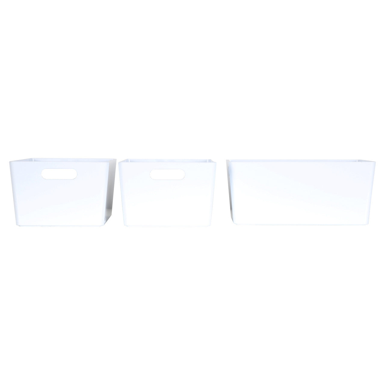 3 x White Deep Rectangle Storage Baskets