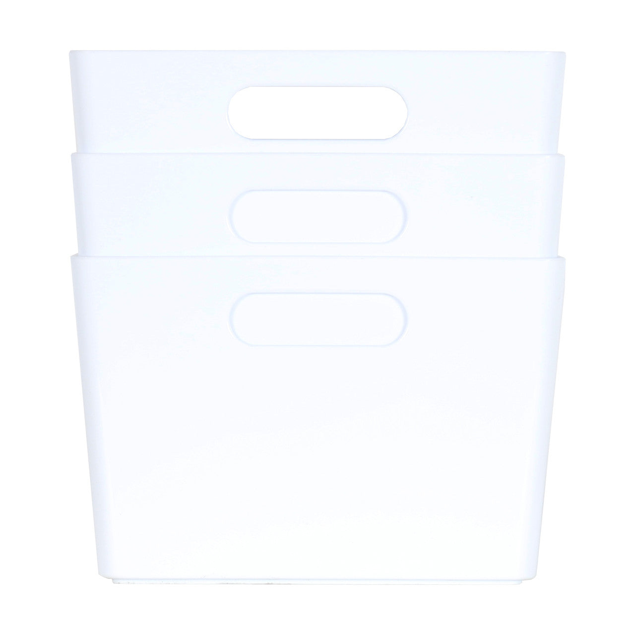 3 x White Deep Rectangle Storage Baskets