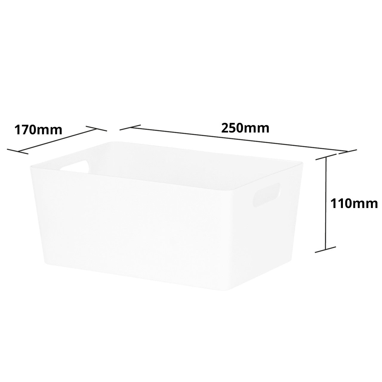 3 x White Deep Rectangle Storage Baskets