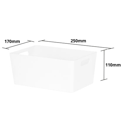 3 x White Deep Rectangle Storage Baskets