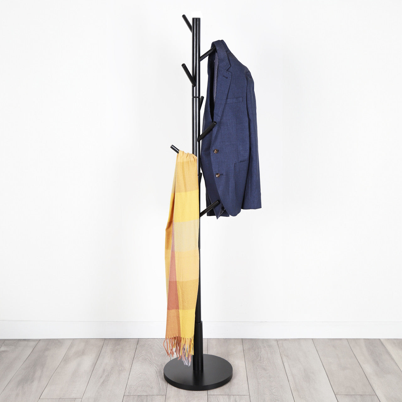 Hat & Coat Stand - 8 Hooks - Black