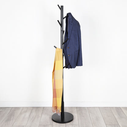 Hat & Coat Stand - 8 Hooks - Black