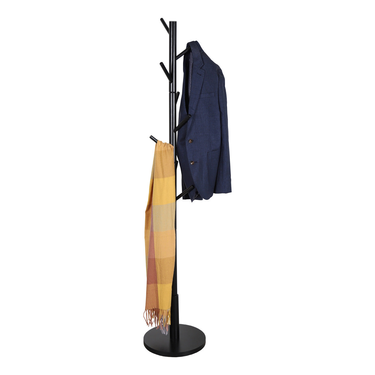 Hat & Coat Stand - 8 Hooks - Black