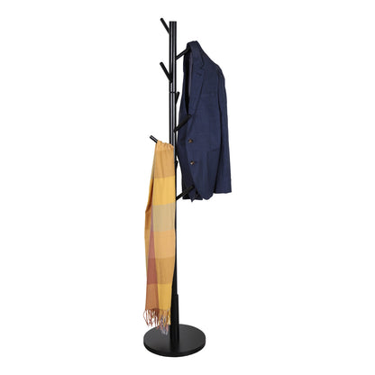 Hat & Coat Stand - 8 Hooks - Black