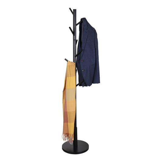 Hat & Coat Stand - 8 Hooks - Black