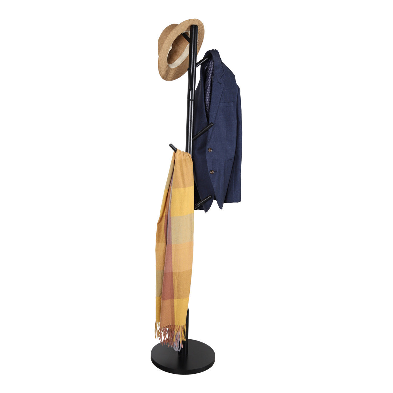 Hat & Coat Stand - 8 Hooks - Black