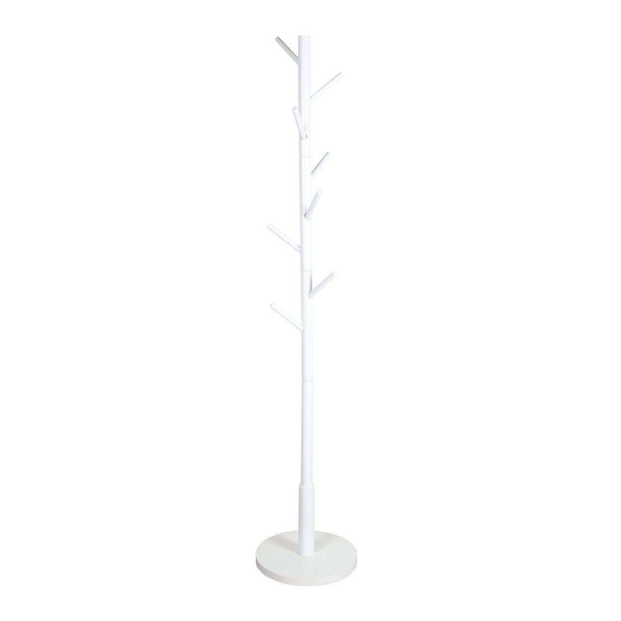 Hat & Coat Stand - 8 Hooks - White