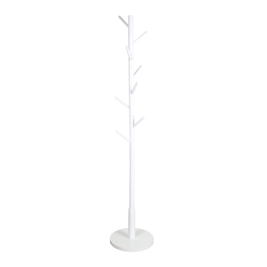 Hat & Coat Stand - 8 Hooks - White