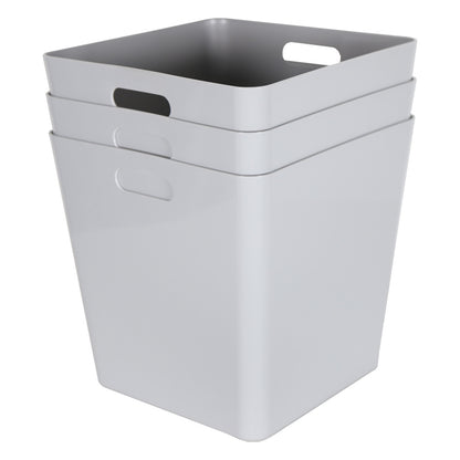 3 x Grey Large Cube Storage Baskets