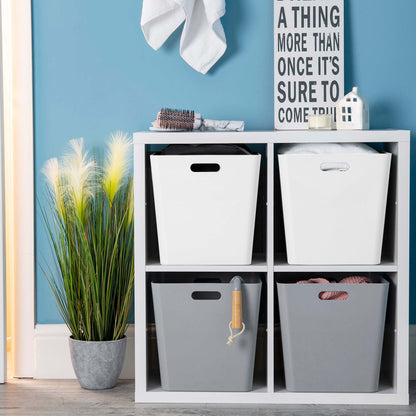 3 x Grey Large Cube Storage Baskets