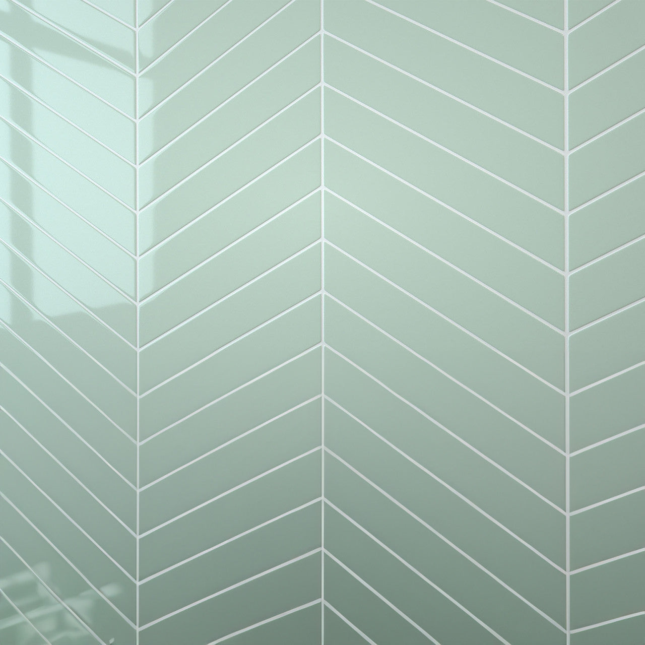 Glass Green Chevron Wall Panel