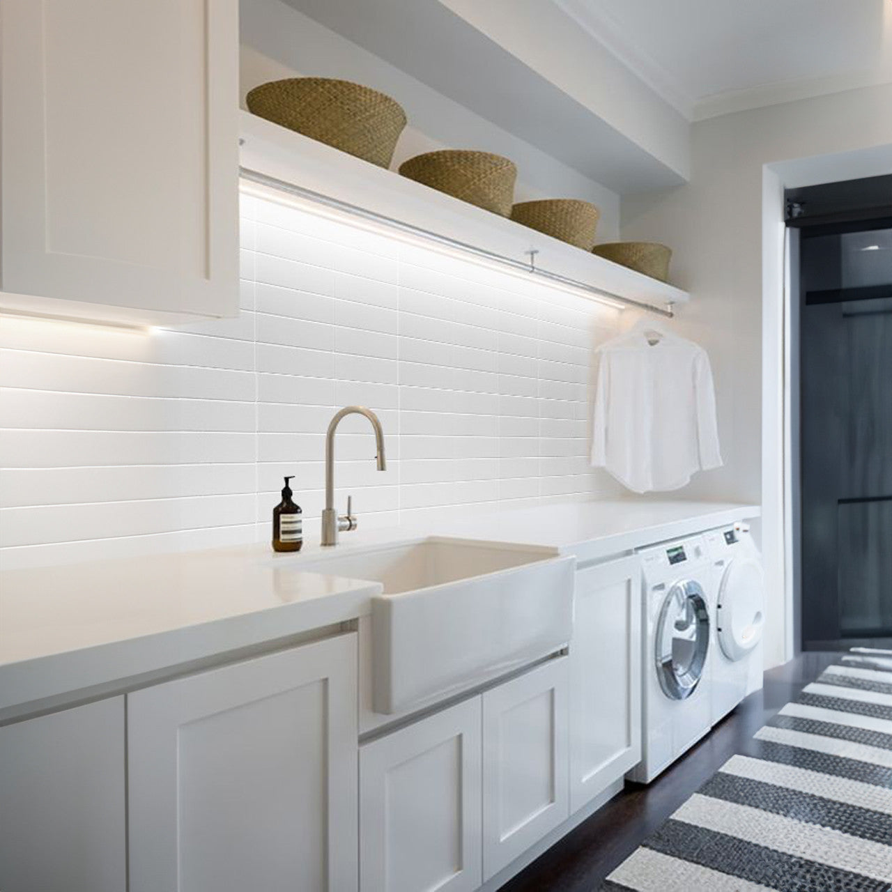 White Large Linear Wall Panel