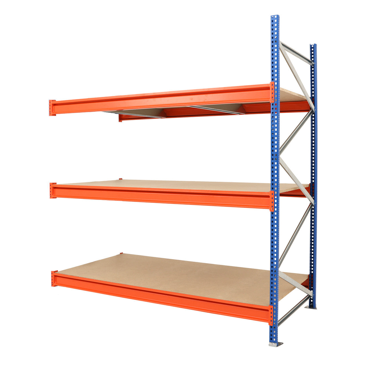 Longspan Warehouse Racking - 1 Add On Bay - 3 Chipboard Shelves Per Bay