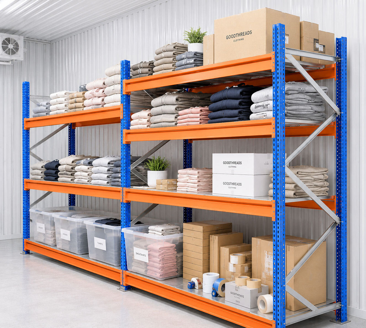 Longspan Warehouse Racking -1 Add On Bay - 3 Galvanised Steel Shelves Per Bay