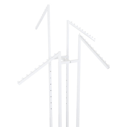 Gloss White Clothes Rail Display Stand - 4 Sloping Arms
