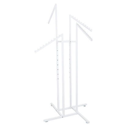 Gloss White Clothes Rail Display Stand - 4 Sloping Arms