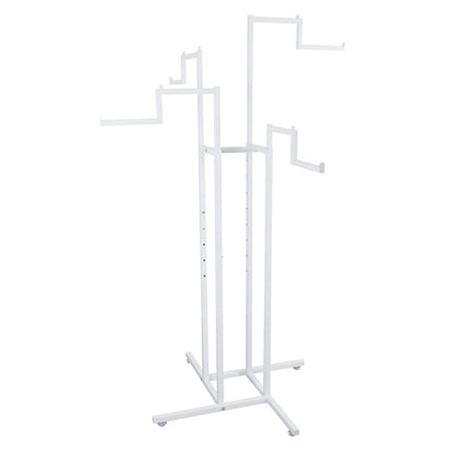 Gloss White Clothes Rail Display Stand - 4 Stepped Arms