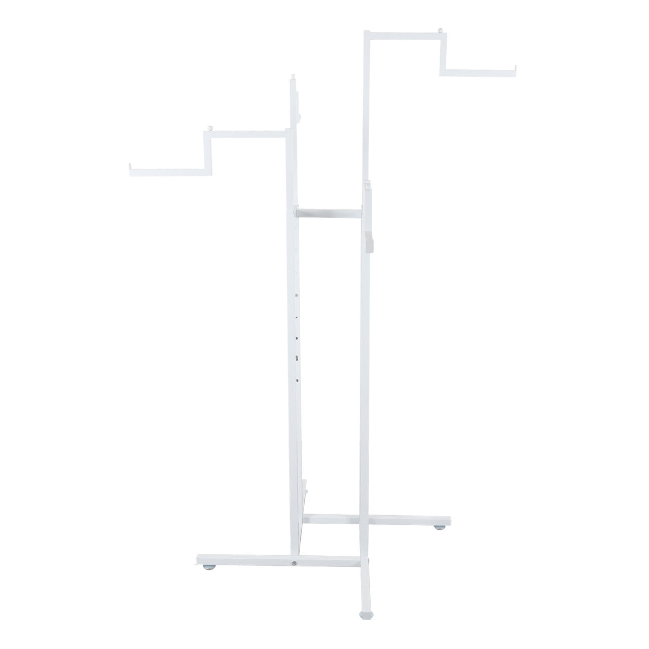 Gloss White Clothes Rail Display Stand - 4 Stepped Arms
