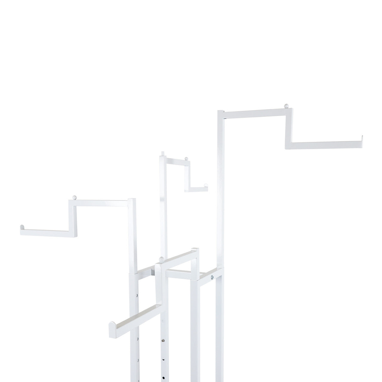 Gloss White Clothes Rail Display Stand - 4 Stepped Arms