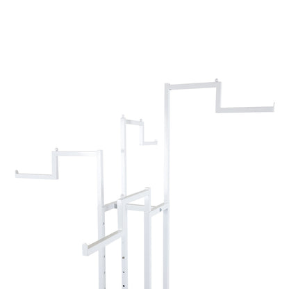 Gloss White Clothes Rail Display Stand - 4 Stepped Arms
