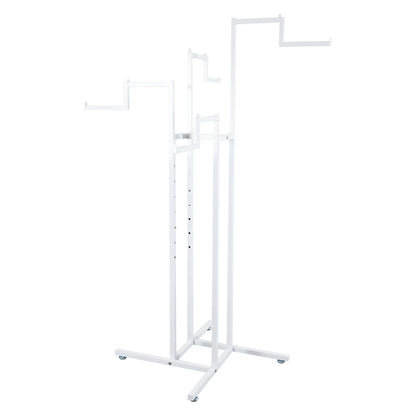 Gloss White Clothes Rail Display Stand - 4 Stepped Arms