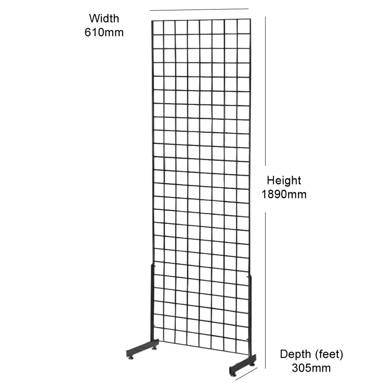 Black 6ft Grid Mesh Single Sided Stand