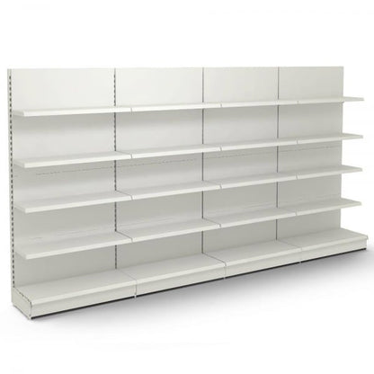 Jura White Retail Wall Shelving - 4 Bays - 1800mm High With 470mm Base Shelf