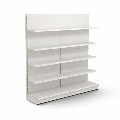 Jura White Retail Wall Shelving - 2 Bays - 1800mm High With 470mm Base Shelf