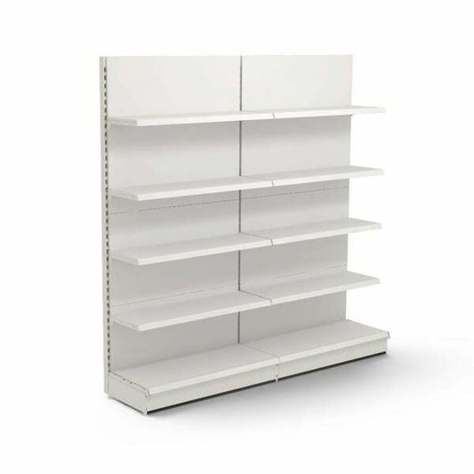 Jura White Retail Wall Shelving - 2 Bays - 1800mm High With 470mm Base Shelf