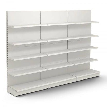 Jura White Retail Wall Shelving - 3 Bays - 1800mm High With 470mm Base Shelf