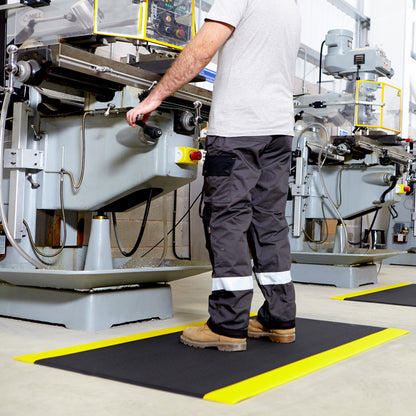 Anti-Fatigue Fire-Resistant Safety Mat - Black & Yellow