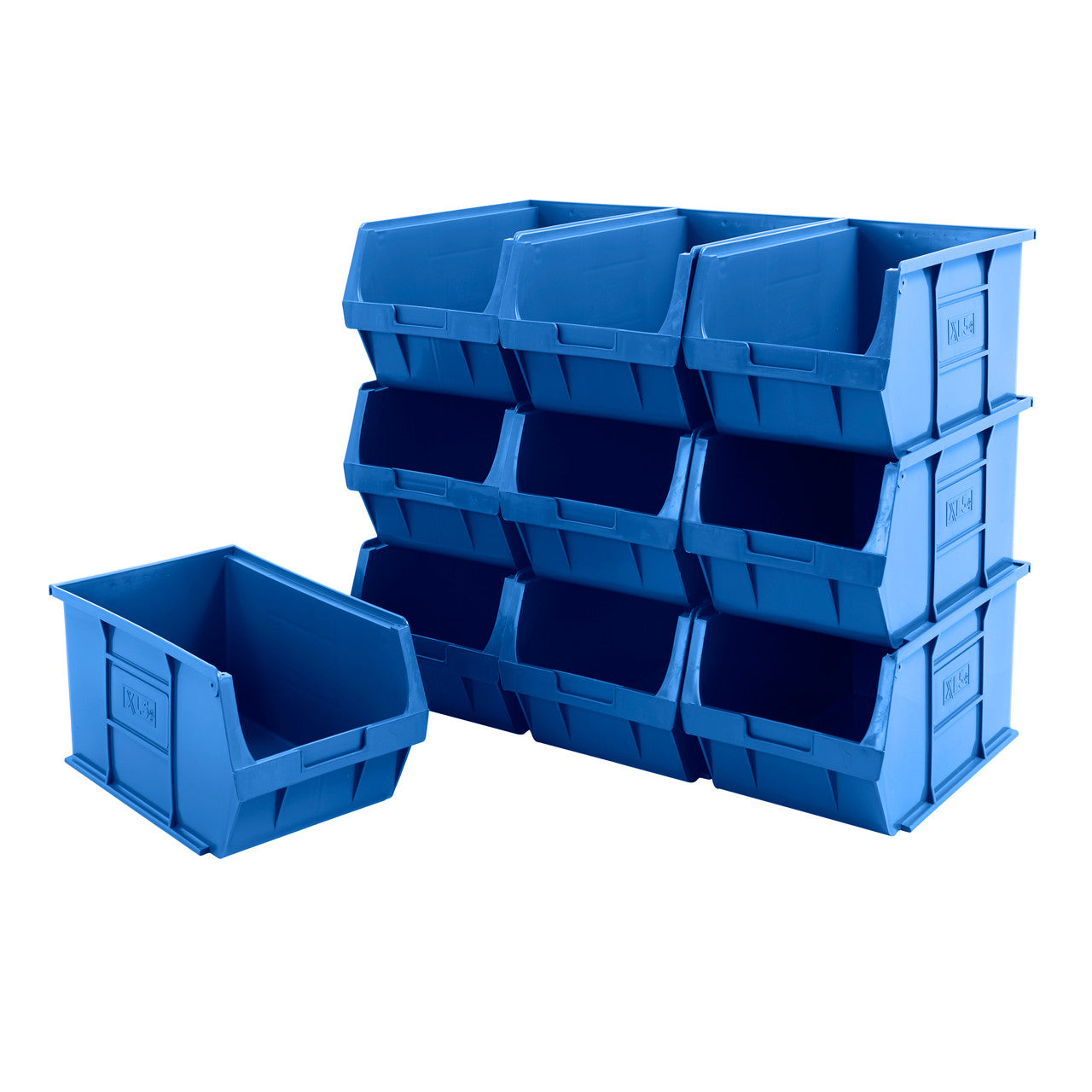 Pack of 10 Recycled Plastic Stackable Part Bins - Blue
