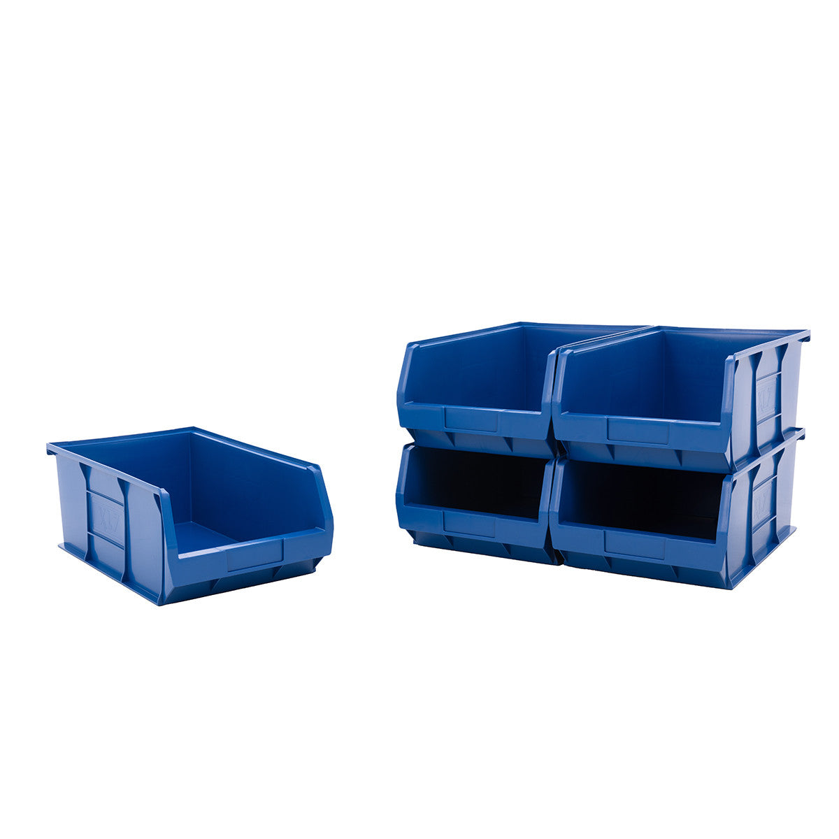 Pack of 5 Recycled Plastic Stackable Part Bins - Blue