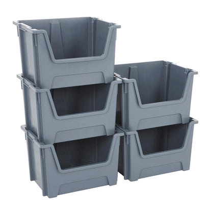 Multipurpose Shelving With 6 x Large Grey Plastic Part Bins - H915 x W1525 x D455mm