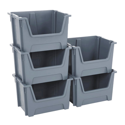 Multipurpose Shelving With 10 x Large Grey Plastic Part Bins - H1980 x W1220 x D455mm