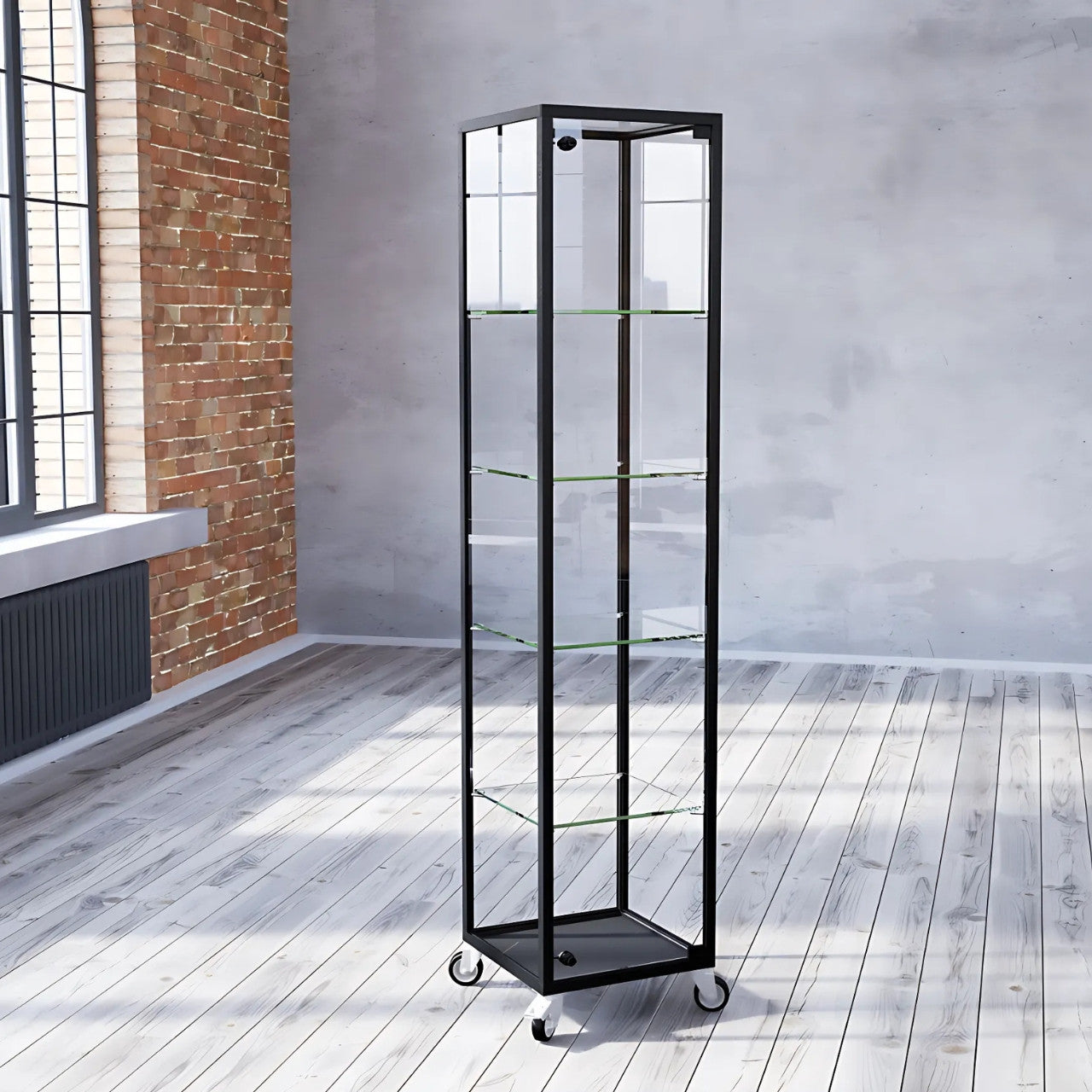Eclipse Aluminium Full Glass Display Tower Showcase
