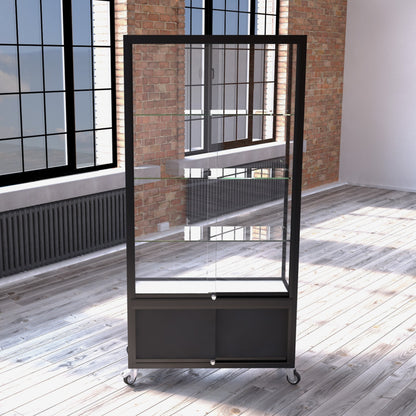 Eclipse Aluminium Wide Display Tower Showcase with Storage Cupboard