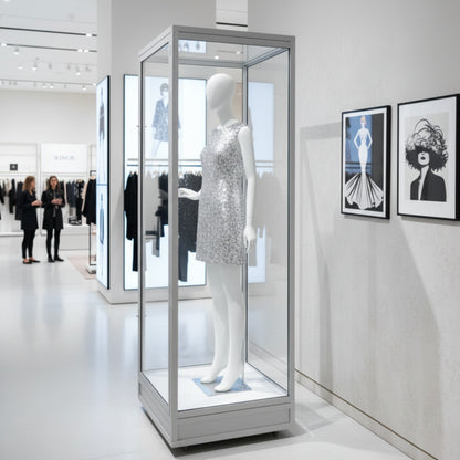 Single Glass Mannequin Display Case with Glass Top