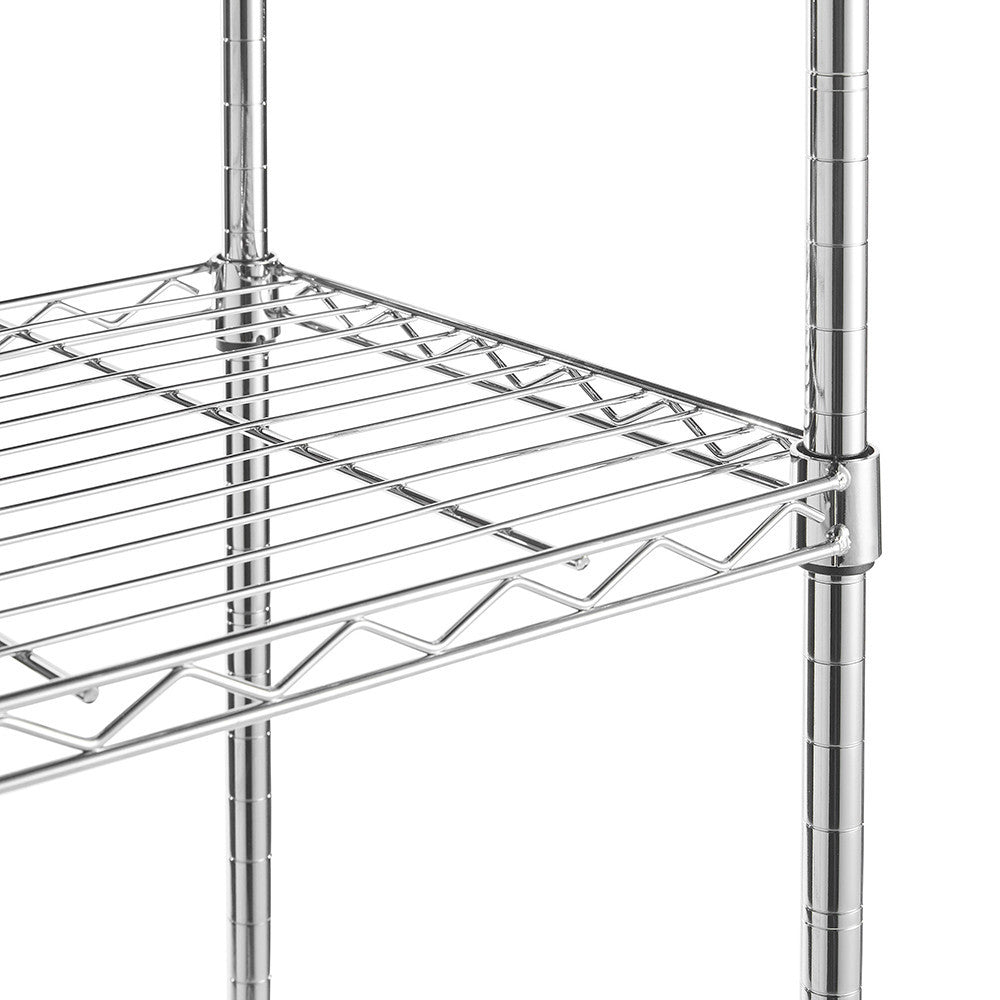 4 Tier Square Chrome Wire Shelving Unit - H1600 x W450 x D450mm