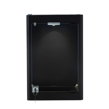 Halo Black Mini Wall-Mounted Glass Showcase With or Without Remote Control Light