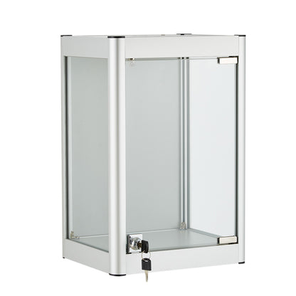 Halo Silver Mini Wall-Mounted Glass Showcase With or Without Remote Control Light