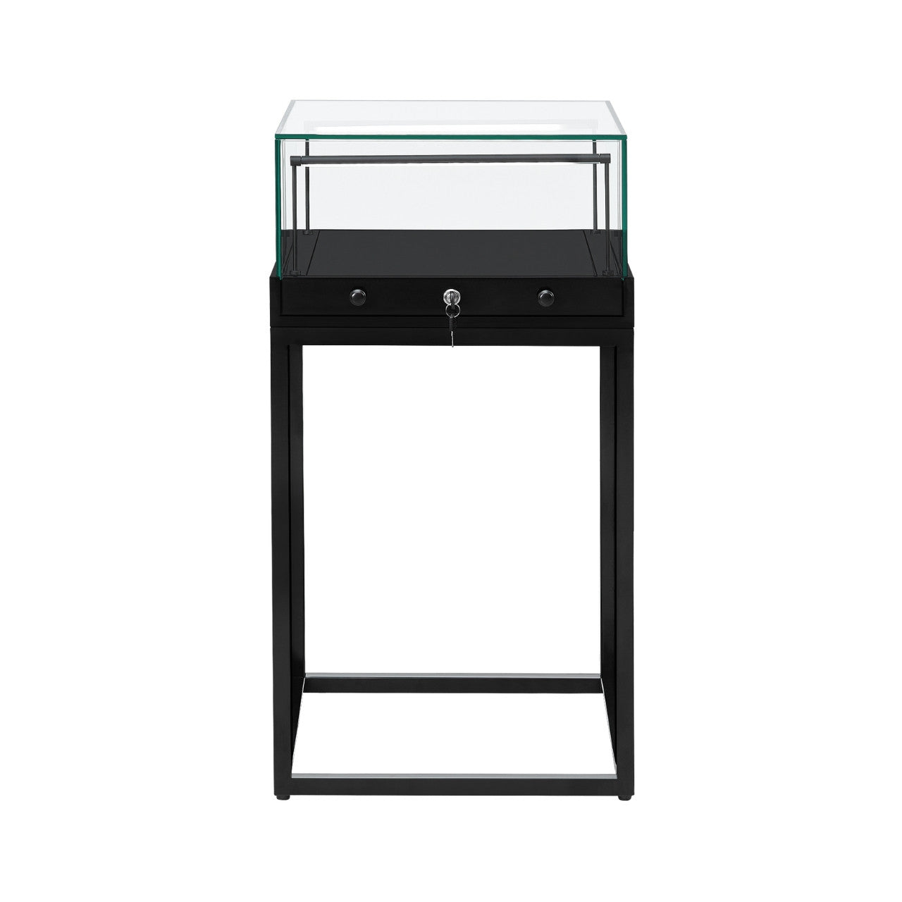 Halo Black Square Display Case Counter with Metal Base